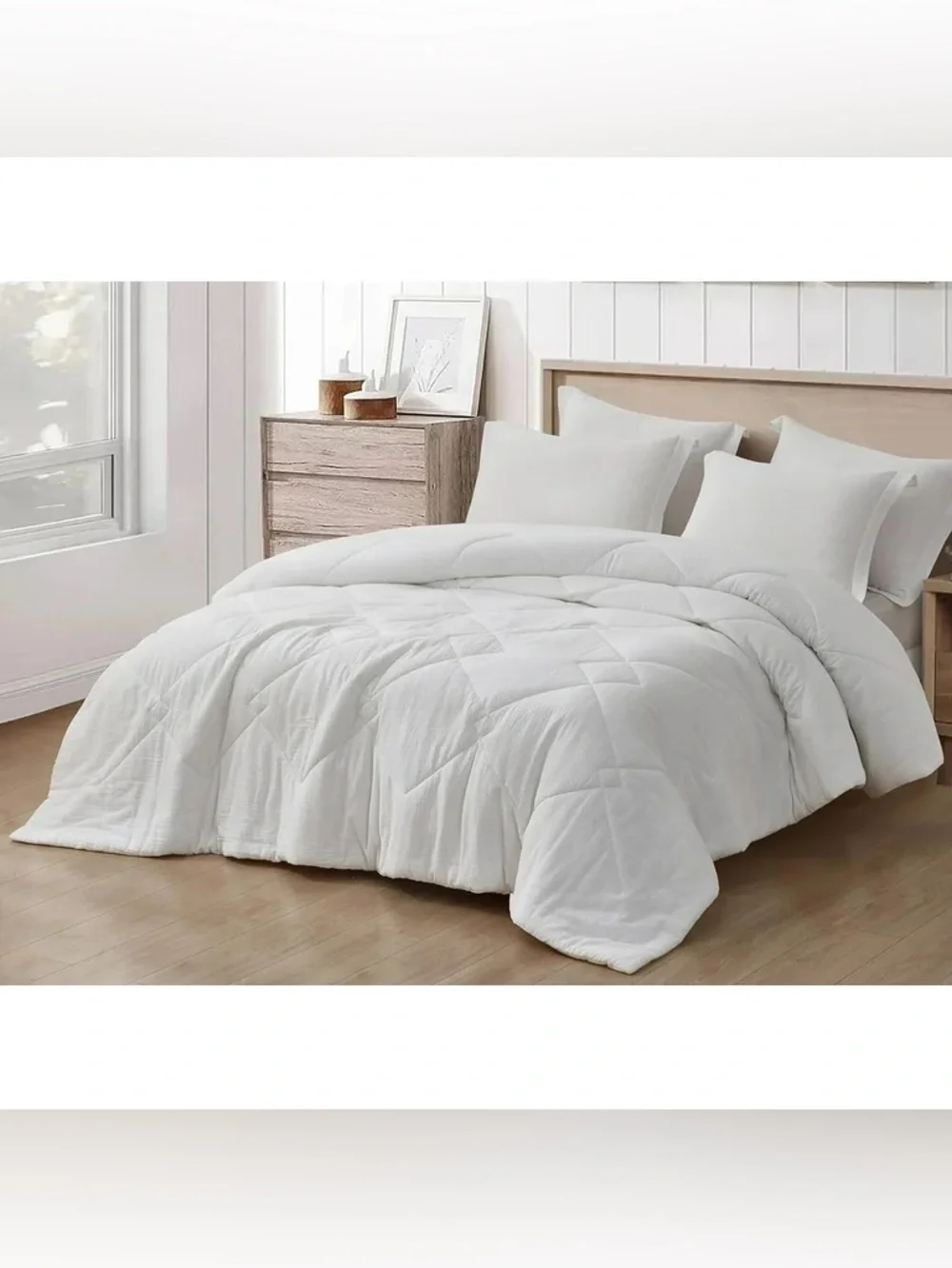 Soft White king 3 piece Quilted Comforter 100% cotton